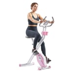 Sunny Health & Fitness Foldable Pink Magnetic Exercise X-Bike Pro, 300LB Capacity, Low-Impact, 14-Level Resistance, Ergonomic Support, SunnyFit® App Enhanced Bluetooth Connectivity - P2320