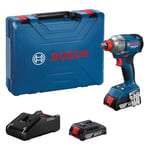 Bosch Professional 18V System Tournevis à percussion sans fil GDX 18V-285 (2x GBA 18V 2.0Ah incl., Bivolt GAL 18V-20, malette MPP)