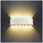 LED Vägglampa Inomhus 12W Vit Modern Vägglampa, IP65 Vattentät Aluminium Utomhusvägg