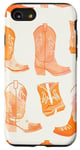 Coque pour iPhone SE (2020) / 7 / 8 Modèle de bottes de cowboy pêche et orange cowgirl esthétique