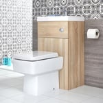 Meuble WC avec cuvette cubique et lave-main – Effet chêne – 50 cm x 89 cm – Cluo