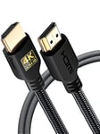 PowerBear 4K HDMI Cable 2 M | 2 Pack, High Speed, Braided Nylon & Gold Connectors, 4K @ 60Hz, Ultra HD, 2K, 1080P, ARC & CL3 Rated | for Laptop, Monitor, PS5, PS4, Xbox One, Fire TV, Apple TV PC