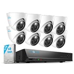 Reolink 12MP PoE Outdoor CCTV Camera System, H.265 16CH NVR with 4TB HDD Continuous Recording, 8X Dome IP Security Cameras with Person/Vehicle Detection, Two-Way Audio, Spotlights, RLK16-1200D8-A