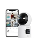 ZOSI 6MP Caméra Surveillance WiFi Intérieure avec Double Objectif, Appel Vidéo en Un Clic ou Geste OK, Pan & Tilt, WiFi 2.4/5GHz, Suivi Automatique, Détection Humaine, Vision Nocturne Couleur, C528D6