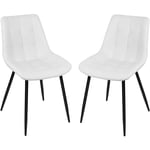 Dazhom - Lot de 2 Chaises de Salle à Manger en Simili Cuir Chaises de cuisine tapissées Blanc