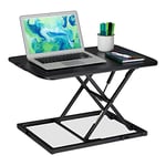 relaxdays Bureau Assis Debout réglable en Hauteur, Poste de Travail Ergonomique, rehausseur pc, LxP: 63,5 x 46 cm, Noir