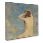 The Sirens by John Macallan swan Classic Painting Canvas Wall Art Print Ready to Hang, Framed Picture for Living Room Bedroom Home Office Décor, 14x14 Inch (35x35 cm)