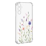 Nuxiady Coque pour Samsung Galaxy A15 5G / 4G Silicone Transparente Antichoc Housse TPU Fleur Anti-Rayures Étui Bumper avec Coins Renforcés Cover pour Galaxy A15, Feuille Marguerite