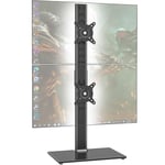 Dual Monitor Stand - Vertical Stack Screen Free-Standing Desk Mount Arm Riser Fits Two 13 to 34 Inch Computer Monitors with Swivel, Tilt, Height Adjustable, VESA Stand 100 x 100mm, 75 x 75mm AX05TB02