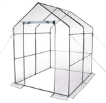 VERDELOOK | Serre de jardin sans étagères avec toile PVC transparente, cadre métallique, 143x143x195 cm, pour la protection des plantes, le jardinage, résistante, ouverture par fermeture à glissière