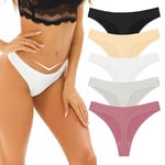 Demegimi Strings Tanga Femme Chic Tanga Sexy Lingerie String sous Vetement sans Couture Taille Basse Culotte Femme Taille Basse String Invisible Slip Lot de 5