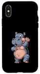 Coque pour iPhone X/XS Adorable bébé hippopotame avec langue sortie. Pour les amateurs d'hippopotame