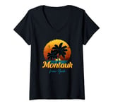 Womens Montauk Montaukett Beach The Last Resort Ocean V-Neck T-Shirt