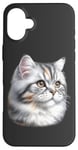 Coque pour iPhone 16 Plus Portrait de chat tigré argenté x chat mignon