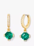 kate spade new york Cubic Zirconia Hoop Drop Charm Earrings, Gold/Green