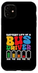 Coque pour iPhone 11 Batterie drôle de conducteur de bus scolaire, bus public, bus