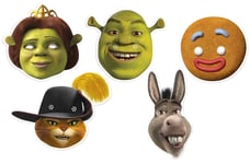 Shrek Variety 5 Pack Card Party Face Masks with Donkey, Puss in Boots and Fiona