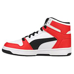 PUMA Men's Rebound Layup Wide Sneaker, White Black-high Risk Red, 10.5 UK
