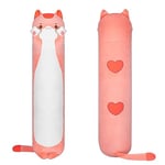 Mewaii 90CM Kawaii Peluche Chat Rose Long Coussin Jouet Moelleux et Confortable Oreiller Chat en Peluche pour Les Enfants de 3 Ans et Plus