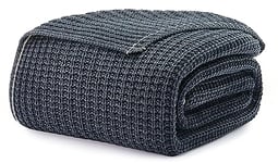 UGG - Luna Throw Blanket - Soft Washed Cotton Throw Blanket - 50" x 70" - Warm Accent Blanket for Couch or Bed - Cozy Home Décor - Navy
