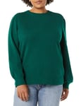 Amazon Essentials Women's Soft Touch Pleated Shoulder Crewneck Jumper, Dark Green, M