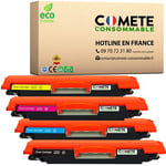 COMETE CONSOMMABLE 126A Pack de 4 Toners compatibles avec HP 126A CE310A CF341A - 1 Noir + 1 Cyan + 1 Magenta + 1 Jaune