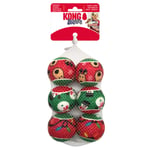 KONG Holiday SqueakAir-bollar 6 st - Storlek M: ca Ø 6,3 cm