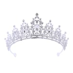 Kristall bröllop tiara för damer, kunglig drottningkrona, strass prinsesstiara, skönhetstävling bal födelsedagshår accessoarer(Vit)