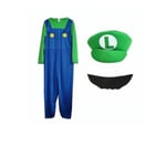 Barnens Super Mario Luigi Bros Cosplay Dräkt Kostym Boys Green L：130CM