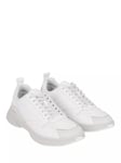 Calvin Klein Leather Low Top Chunky Heel Trainers, White/Light Grey