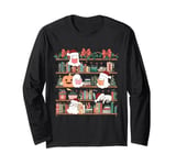 Ghost Christmas Reading Book Lover Library Christmas Teacher Long Sleeve T-Shirt