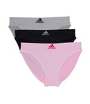 Adidas Women's Seamless Bikini Underwear 3-Pack, Pink Heather/Black/Heather Grey, S