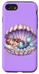 Coque pour iPhone SE (2020) / 7 / 8 Sirène Lilas Violet Sleepy Coquillage Sous L'eau