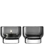 LSA Utility Tealight Holder H6cm Slate | Set of 2 | Mouthblown & Handmade Glass | UT84