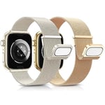 AMSKY 2 Pièce Magnétique Bracelets Compatible avec Bracelet Apple Watch 44mm 40mm 46mm 45mm 42mm 41mm 38mm 49mm, Metal Milanais avec 2 Aimant Compatible avec iWatch Se Ultra Serie 10 9 8 7 6 5 4 3 2 1