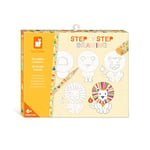 Janod - Step by Step Drawing - Learn to Draw - 20 Animal Models - Children's Drawing Kit - Learning to Draw and Concentrate - from 6 Years - J09155, White Black