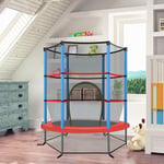 COSTWAY Trampoline de Jardin pour Enfants Ø165 CM avec Filet de Protection,Appuis de Ressorts et Structure en Acier, Bleu