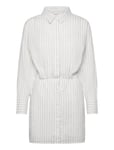 Gina Tricot Linen Blend Shirt Dress Vit