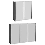 Bath Vida Tiano Bathroom Cabinet Triple Mirror Wall Mounted Stainless Steel Modern Storage Cupboard Unit