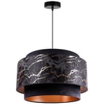 Light-Home Werona Duo Suspension Luminaire Lustre - Moderne Plafond pour Chambre Salon et Cuisine - Métal avec Abat-Jour en Velours - E27 - À 1 Lumières - Noir et Or