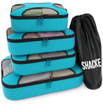 Shacke - Sac Pak - Quatre Ensembles De Cubes De Rangements - Organiseurs De Voyage Avec Sac À Linge Sale (Turquoise)