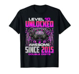 Level 10 Unlocked Awesome Since 2015 10th Birthday Gaming T-Shirt