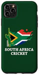 Coque pour iPhone 11 Pro Max Couleurs du drapeau sud-africain Cricket Afrique du Sud