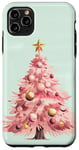 iPhone 11 Pro Max Aesthetic Pink Christmas Tree Watercolor Holiday Xmas Mint Case