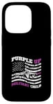 Coque pour iPhone 14 Pro Purple Up Drapeau militaire pour enfant