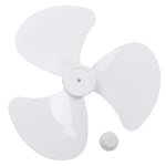 JanJean Plastic Fan Blade Leaves Universal Household Standing Pedestal Fan Table Fanner Replacement Part with Nut Cover White 16 Inch 3 Leaves