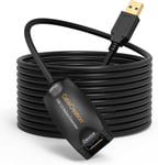 Câble Rallonge Actif USB 3.0 A Mâle vers Femelle, 5M Extension Câble Actif Compatible avec Oculus Rift/Quest/Link, HTC Vive, Valve Index VR, Imprimante, Console de Jeux, Caméra etc, Noir