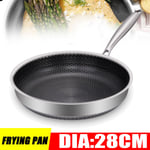 Stainless Steel Induction Geo Hex Frying Pan Non Stick Fry Cooking Cookware Tool