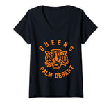 Womens Official Queens Of The Stone Age Tiger Palm Desert V-Neck T-Shirt