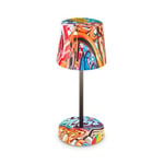 BRILONER - Lampe de table LED sans fil IP44 avec touche, variateur par paliers, protection éclaboussures, lampe de chevet, lampe de lecture, lampe LED, lampe de camping, 26x10,5 cm, motif graffiti